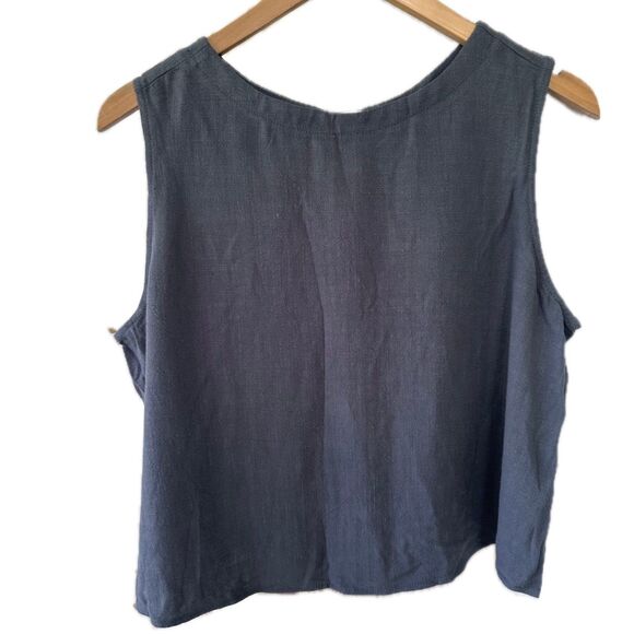 Anrabess Women's Linen Blend Sleeveless Button Down Back Crop Blouse Top XL - Picture 1 of 6